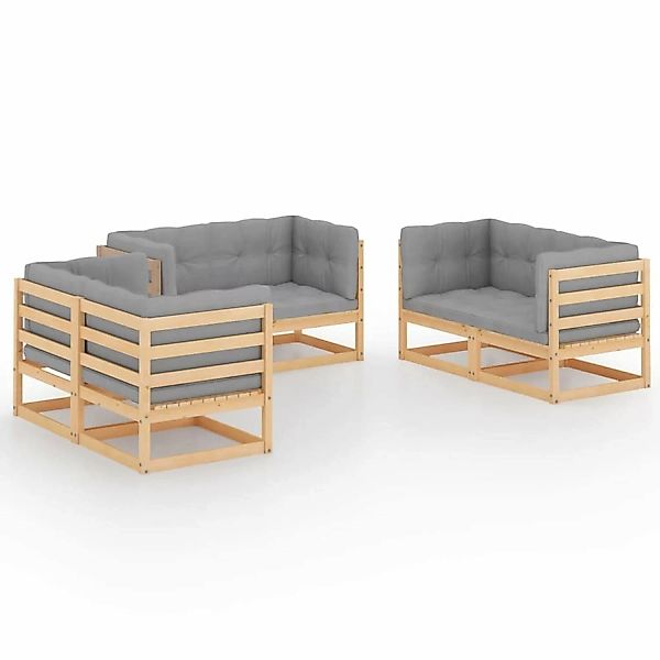 6-tlg. Garten-lounge-set Mit Kissen Kiefer Massivholz günstig online kaufen