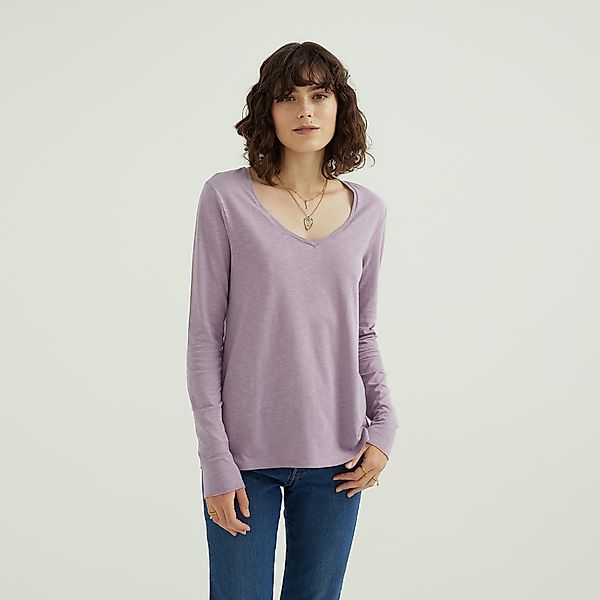 Esterella Damen V-neck Langarm T-shirt Aus Flame Bio Baumwolle günstig online kaufen