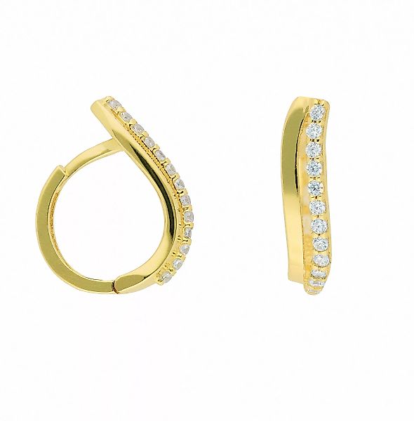 Adelia´s Paar Ohrhänger "1 Paar 585 Gold Ohrringe / Creolen mit Zirkonia", günstig online kaufen
