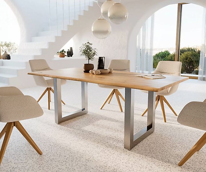 DELIFE Esstisch Edge, Eiche Natur 200x100x2,5-3 günstig online kaufen