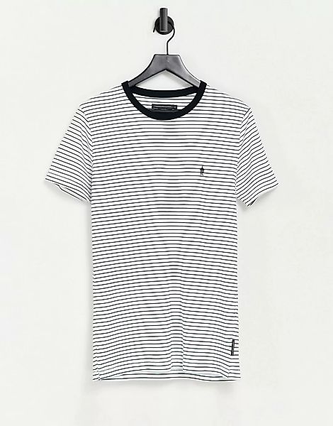 French Connection – Gestreiftes T-Shirt in Marineblau-Mehrfarbig günstig online kaufen