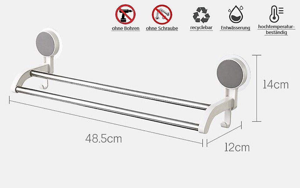 Creliv Handtuchhalter ohne Bohren – Doppelstange mit Haken, WC-Deckelheber günstig online kaufen