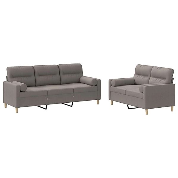 vidaXL 2-Tlg Sofagarnitur mit Kissen Taupe Stoff 3201623 günstig online kaufen
