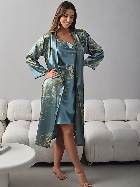 Orchibelle Morgenmantel Luxuriöses Satin Nachtwäsche Set günstig online kaufen