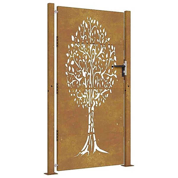 vidaXL Gartentor 105x205 cm Cortenstahl Baumdesign 153219 günstig online kaufen