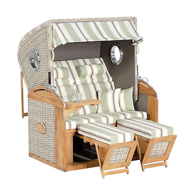 Natur24 Gartenstrandkorb Rustikal 305 Z Teak Comfort 2-Sitzer White Coral günstig online kaufen