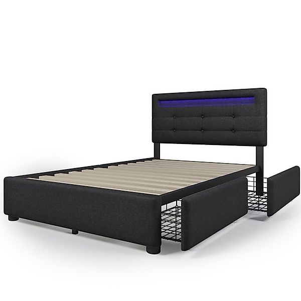 Gotagee Polsterbett Bettgestell Bett flaches Bett Jugendbett mit LED Einzel günstig online kaufen