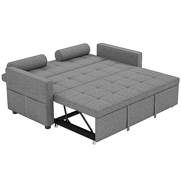 HOMCOM Schlafsofa 2-Sitzer 3-in-1, Schlafcouch mit Doppelbett, verstellbare günstig online kaufen
