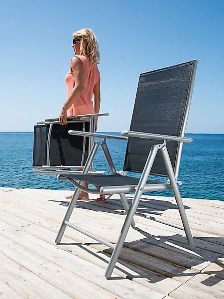 MERXX Gartenstuhl »Lima, TOPSELLER!« (Set) 2 Stk. 2er Set, Alu/Textil, vers günstig online kaufen