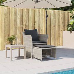 vidaXL Gartenlounge-Set Gartenstuhl mit Fußhocker Hellgrau günstig online kaufen
