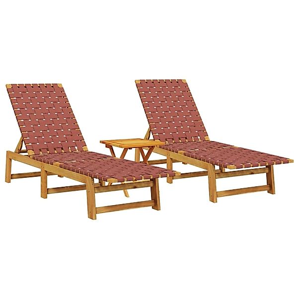 vidaXL Sonnenliegen 2 Stk mit Tisch Rot Massivholz Akazie 3214217 günstig online kaufen