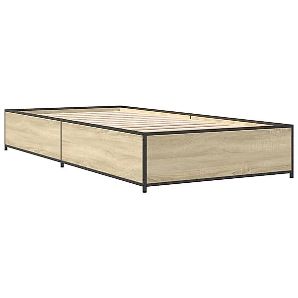 vidaXL Bettgestell Sonoma-Eiche 75x190 cm Holzwerkstoff und Metall 845122 günstig online kaufen