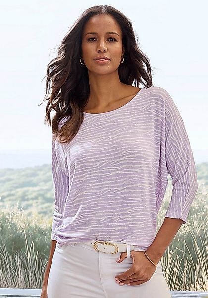 LASCANA 3/4-Arm-Shirt mit modischem Zebra-Muster aus weichem Viskose-Strick günstig online kaufen