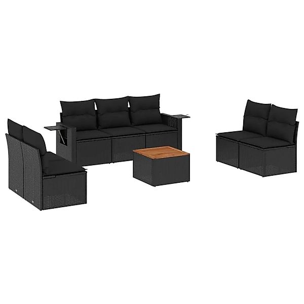 vidaXL 8-Tlg Garten-Sofagarnitur mit Kissen Schwarz Poly Rattan 3224515 günstig online kaufen