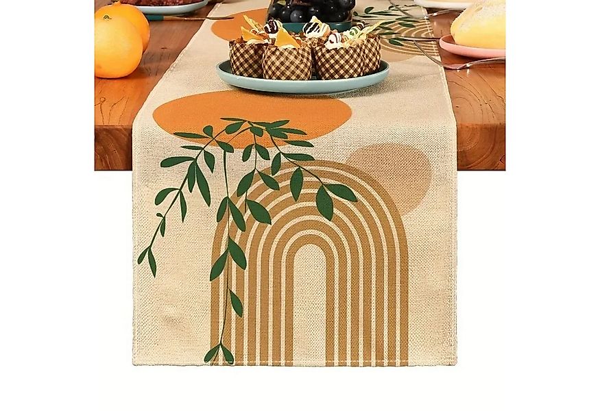 Montegoni Tischläufer Boho Tischläufer mit grünem Pflanzenmuster für Sommer günstig online kaufen