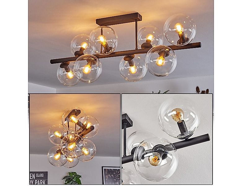 hofstein Deckenleuchte Deckenlampe aus Metall/Glas in Schwarz/Klar, ohne Le günstig online kaufen