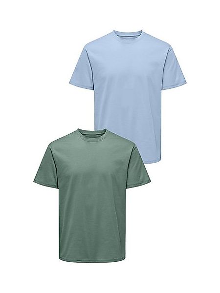 ONLY & SONS T-Shirt 2er-Set Rundhals Kurzarm (1-tlg) ONSMAX LIFE SS STITCH günstig online kaufen