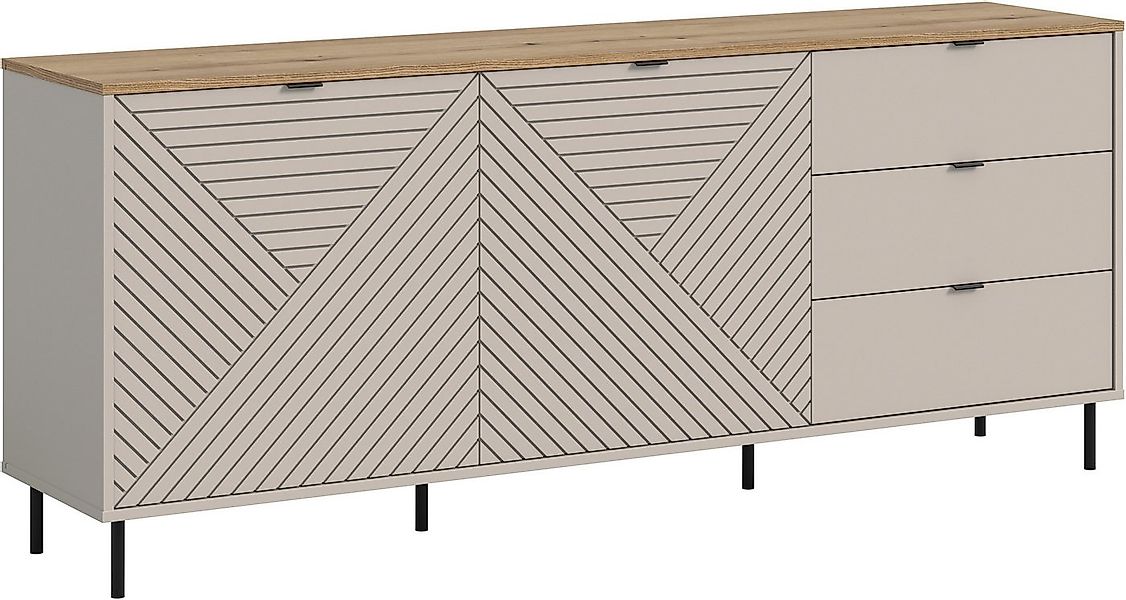 Home affaire Sideboard RAITA, Breite 184 cm, Front mit Desgin-Fräsung, 2 Tü günstig online kaufen