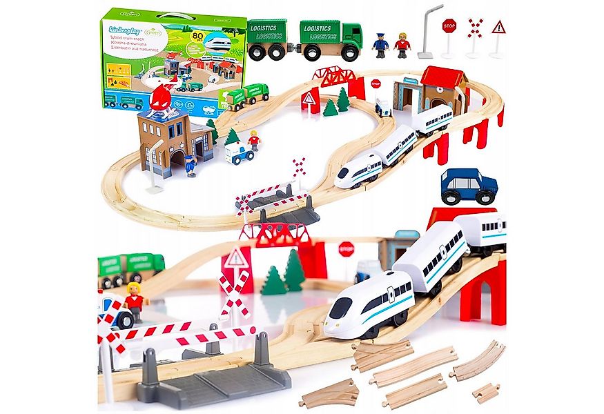 Green Series Spielzeugeisenbahn-Set Holzeisenbahn Set – 80 Teile – Elektris günstig online kaufen