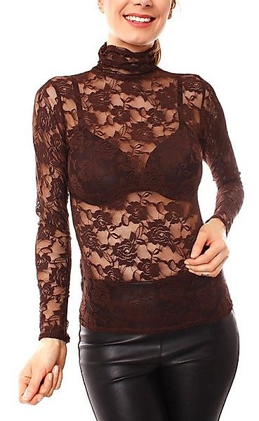 Muse Spitzenshirt Turtleneck Spitzenshirt Langarm transparent günstig online kaufen