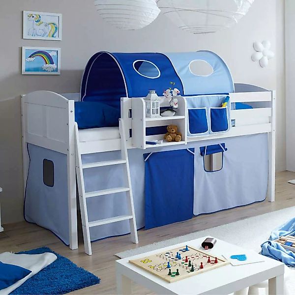 Kinderbett in Weiß-Blau Weiß günstig online kaufen