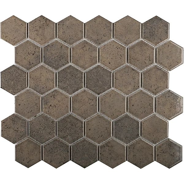 Mosaikmatte Castello Hexagon Keramik Grau 32 cm x 28 cm günstig online kaufen