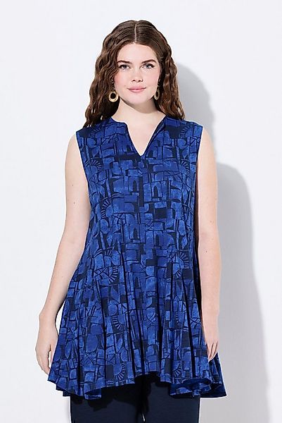 Ulla Popken Longshirt Top Sonnen Tunika-Ausschnitt ärmellos Biobaumwolle günstig online kaufen