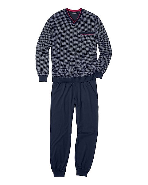 GÖTZBURG Pyjama Manhattan V-Ausschnitt, Bündchen (2 günstig online kaufen