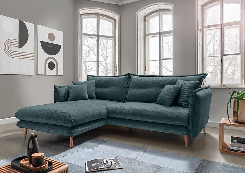 Home affaire Ecksofa "Lazio modern und bequem, schmale Armlehnen, tolle Det günstig online kaufen