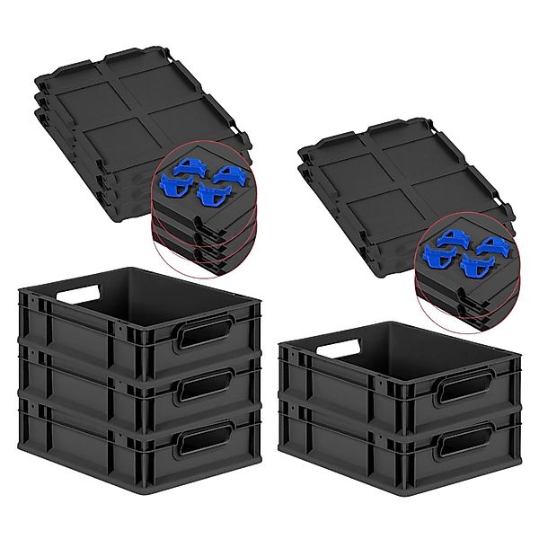 PROREGAL SuperSparSet 5x Eurobox Nextgen Grip Mit Scharnierdeckel Und Blaue günstig online kaufen