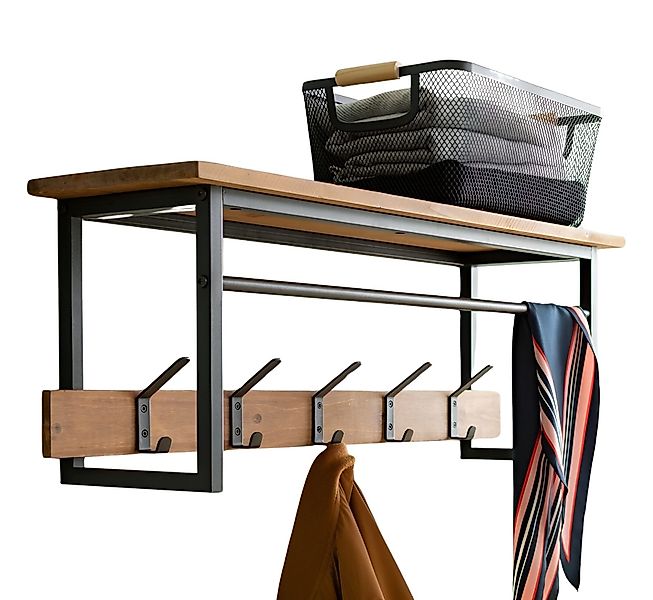 Dekoleidenschaft Wandgarderobe "Industrial" aus Holz & günstig online kaufen