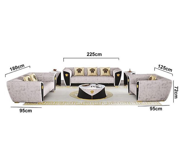 JVmoebel Sofa Moderne Sofagarnitur 3+2+1 Sitzer Luxus Couchen Sessel Wohnzi günstig online kaufen