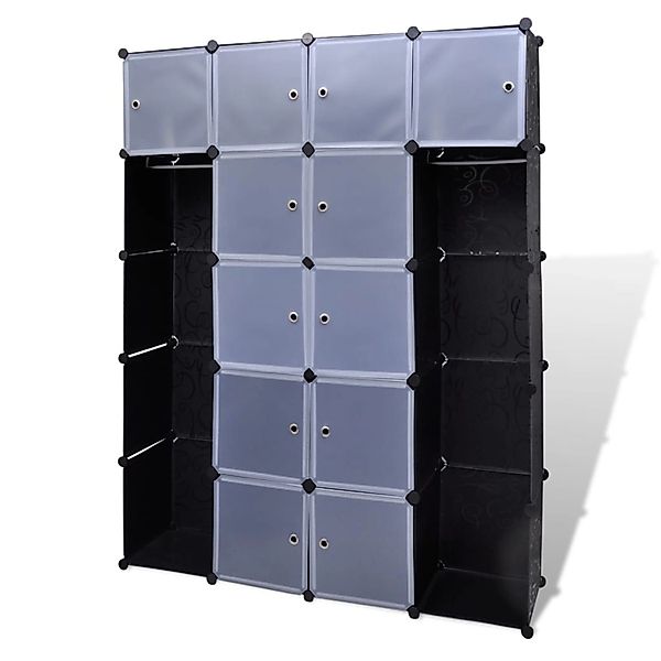 Modularer Schrank Mit 14 Fächern Schwarz/weiß 37x146x180,5cm günstig online kaufen