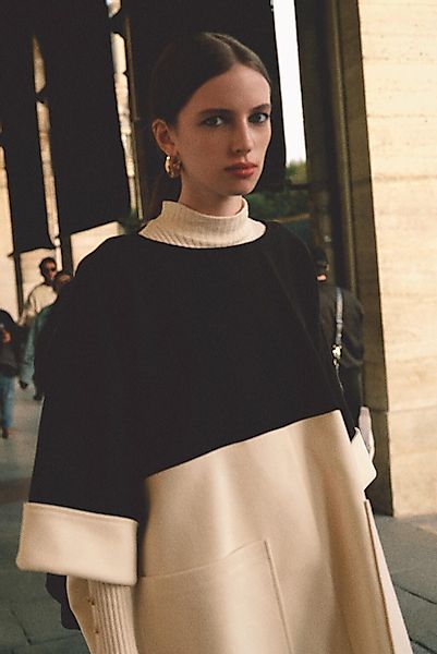 touche prive Blusenponcho CACHET-PONCHO IN KONTRASTFARBE günstig online kaufen