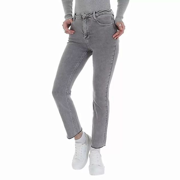 Ital-Design 7/8-Jeans Damen Freizeit Used-Look Stretch Bootcut Jeans in Gra günstig online kaufen