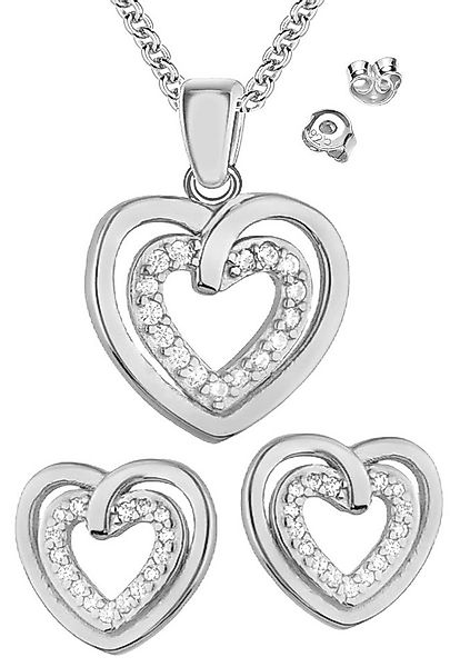Limana Ohrring und Ketten Set Herz Schmuckset 925 Silber Halskette Ohrsteck günstig online kaufen
