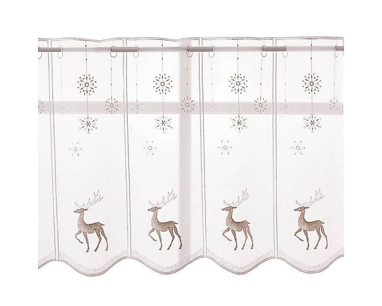 SCHÖNER LEBEN. Stoff Scheibengardinen Meterware nähfrei Stickerei Weihnacht günstig online kaufen