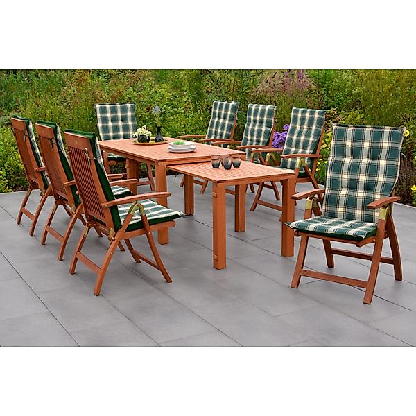 Merxx Comodoro Set 17-tlg. 8 Klappsessel 8 Wendekissen Flex-Gartentisch günstig online kaufen