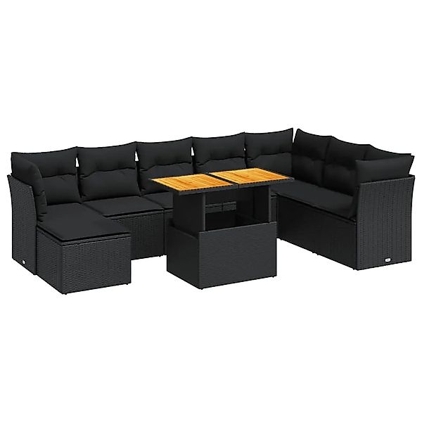 vidaXL 9-Tlg Garten-Sofagarnitur mit Kissen Schwarz Poly Rattan 3326960 günstig online kaufen