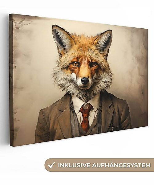 OneMillionCanvasses® Leinwandbild Vintage - Fuchs - Anzug - Tiere - Licht, günstig online kaufen