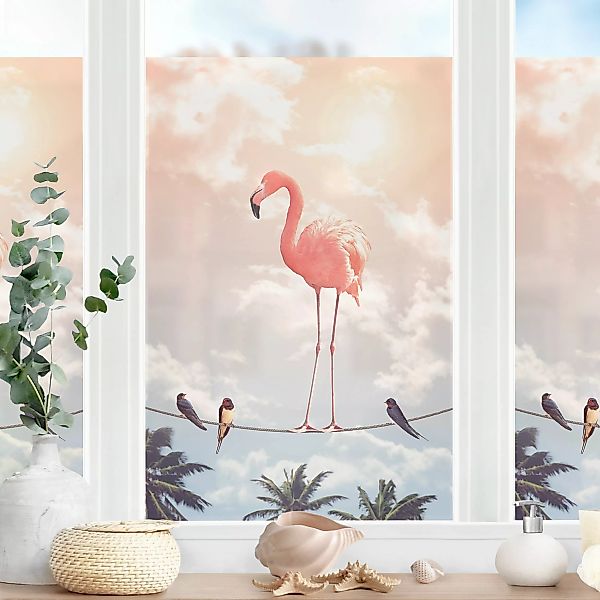 Fensterfolie Himmel mit Flamingo günstig online kaufen