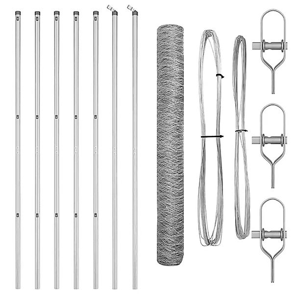 vidaXL Zaunpfosten Silber 10 x 1,4 m 36 mm Maschenweite Stahl 3352928 günstig online kaufen