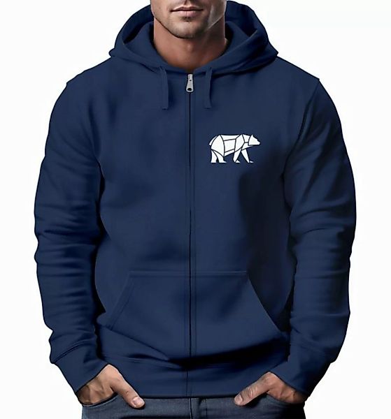 Neverless Sweatjacke Zip-Hoodie Sweatjacke mit Kapuze Wandern Bär Line-Art günstig online kaufen