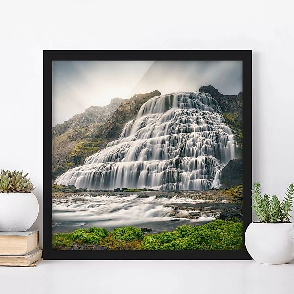 Bild mit Rahmen Natur & Landschaft - Quadrat Dynjandi Wasserfall günstig online kaufen
