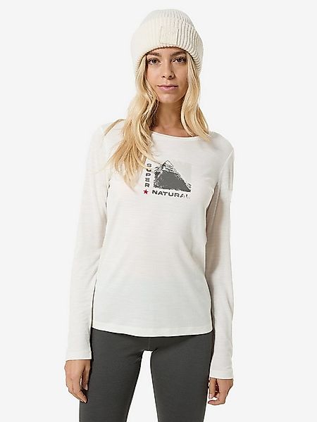 SUPER.NATURAL Langarmshirt für Damen, nachhaltig, Merino mit Berg-Motiv, at günstig online kaufen