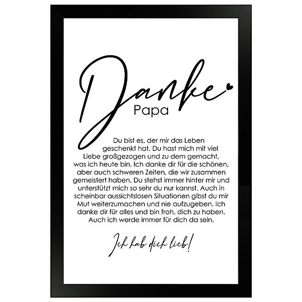WANDStyle Bild mit Rahmen Danke Papa, von mir, Geschenk: Poster für Papa günstig online kaufen