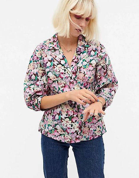 Monki – Pam – Bluse mit weiten Ärmeln und Blumenprint-Mehrfarbig günstig online kaufen