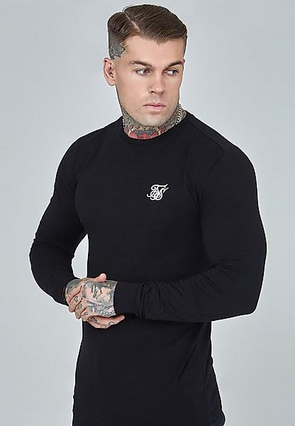 Siksilk T-Shirt SikSilk Herren Schwarzes Essentials Langarm T-Shirt günstig online kaufen