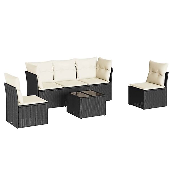 vidaXL 6-tlg Garten-Sofagarnitur mit Kissen Schwarz Poly Rattan Modell 28 günstig online kaufen