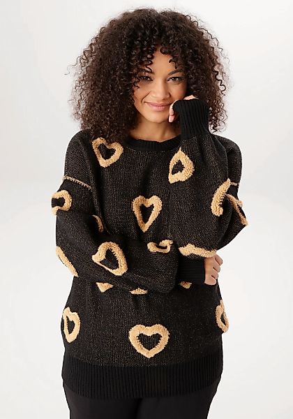 Aniston PLUS Strickpullover mit aufgestrickten Herzen - NEUE KOLLEKTION günstig online kaufen